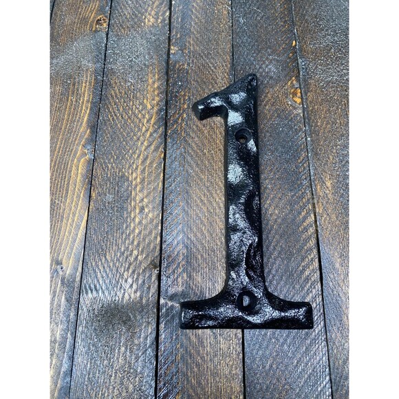 Black Cast Iron House Number Address Apt Suite Number #1 Heavy Duty 5.25 in - Picture 2 of 7